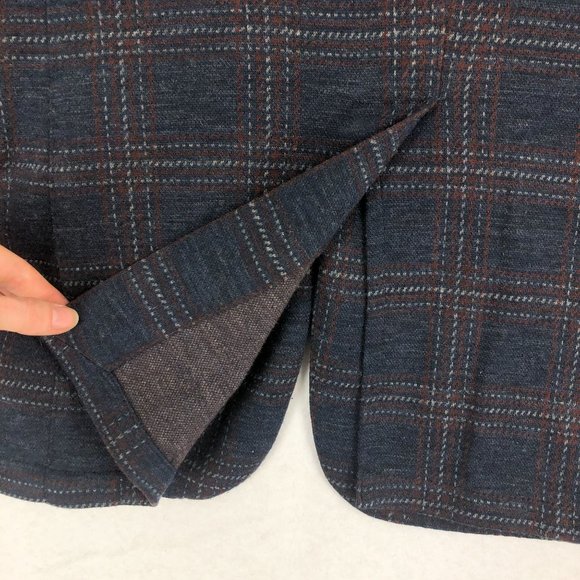 RED Saks Fifth Avenue Men's Size Large Blue Rust Wool Blend Blazer Jacket - Picture 12 of 12